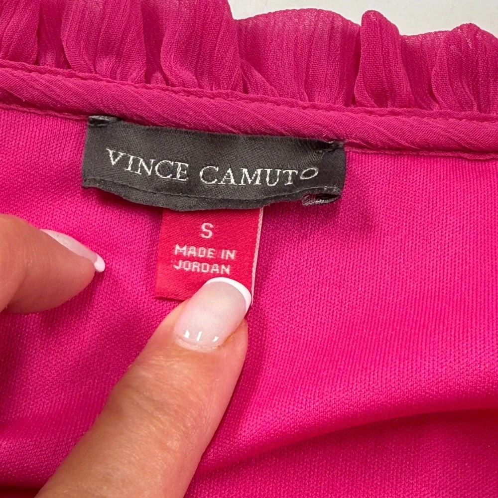 Vince Camuto‎ Pink Tiered Ruffle Dress Long Sleeve Shift Women's Size Small